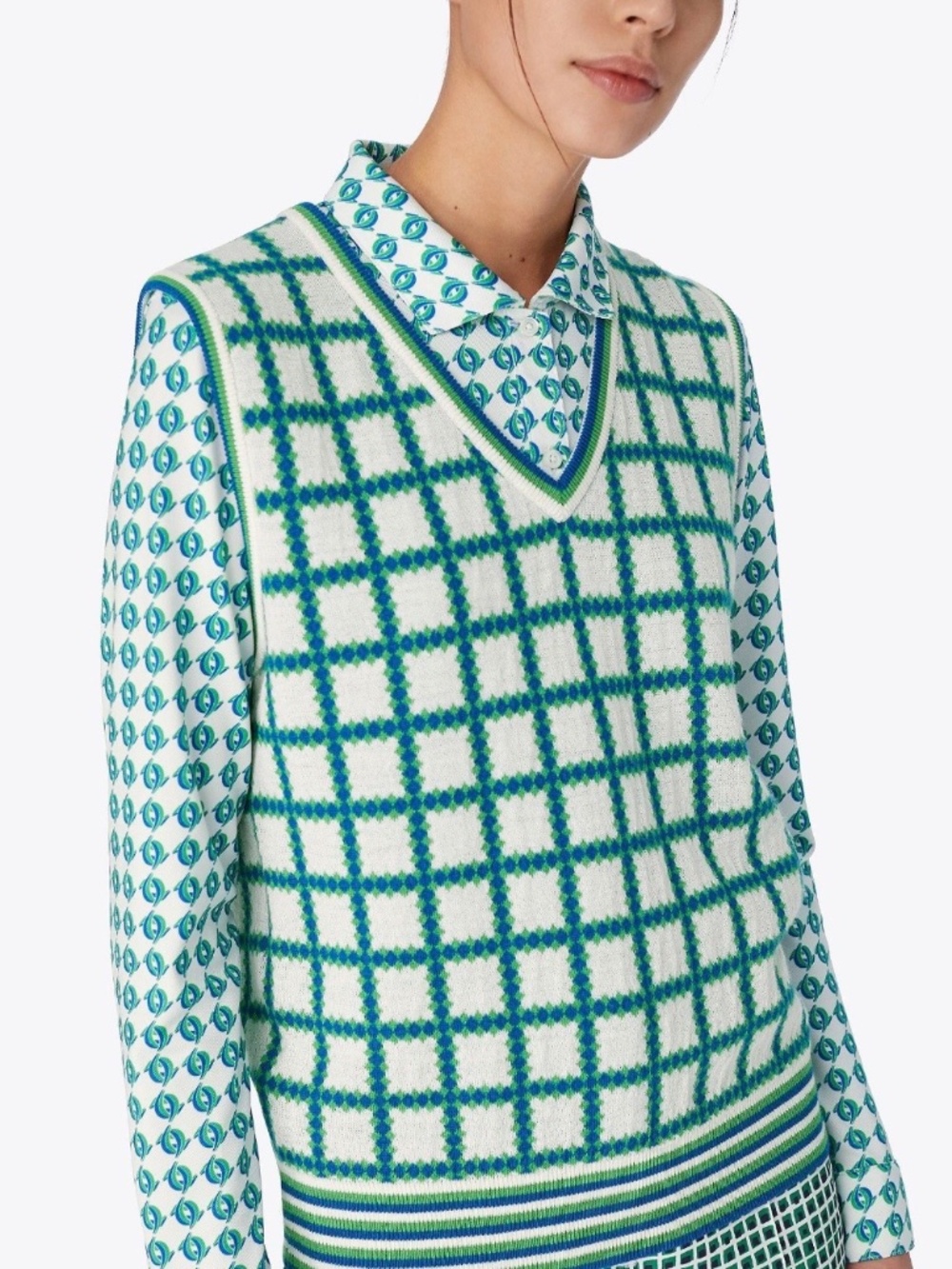 Tory Birch Sport Plaid Sweater Vest Size M
